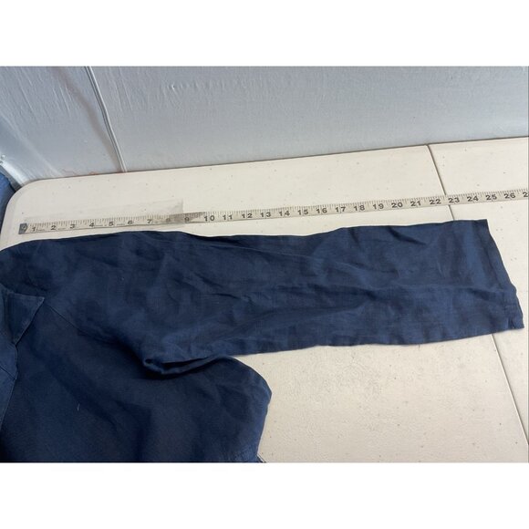 MATCH POINT 100% LINEN Navy Blue‎ pockets button front tunic size XL Oversized - Picture 8 of 9